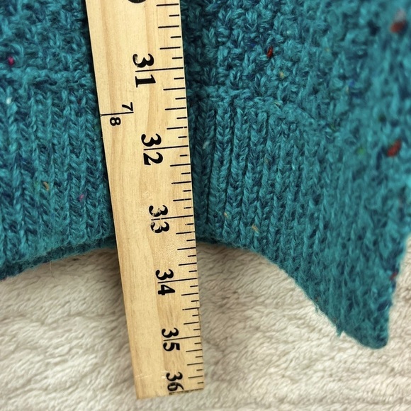 LANDS END Aqua Green Confetti Rag Sweater Wool Blend XL - Picture 11 of 15